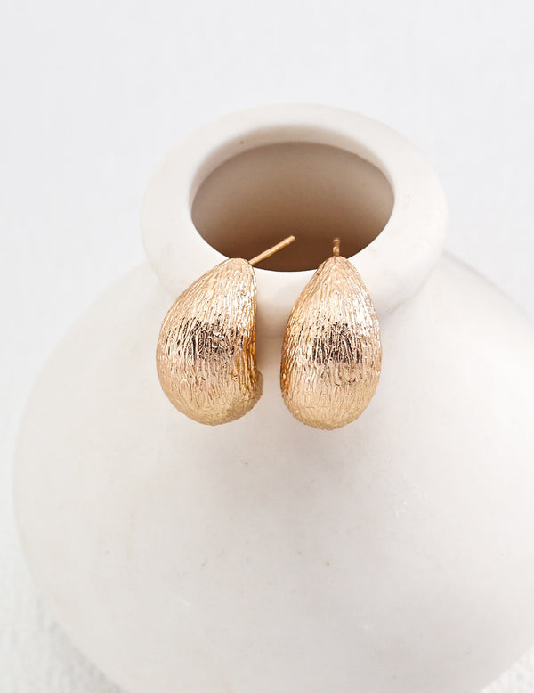Crafted Surface Raindrop Earrings