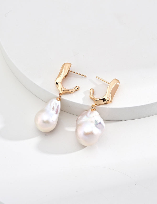 Large Baroque Pearl Earrings