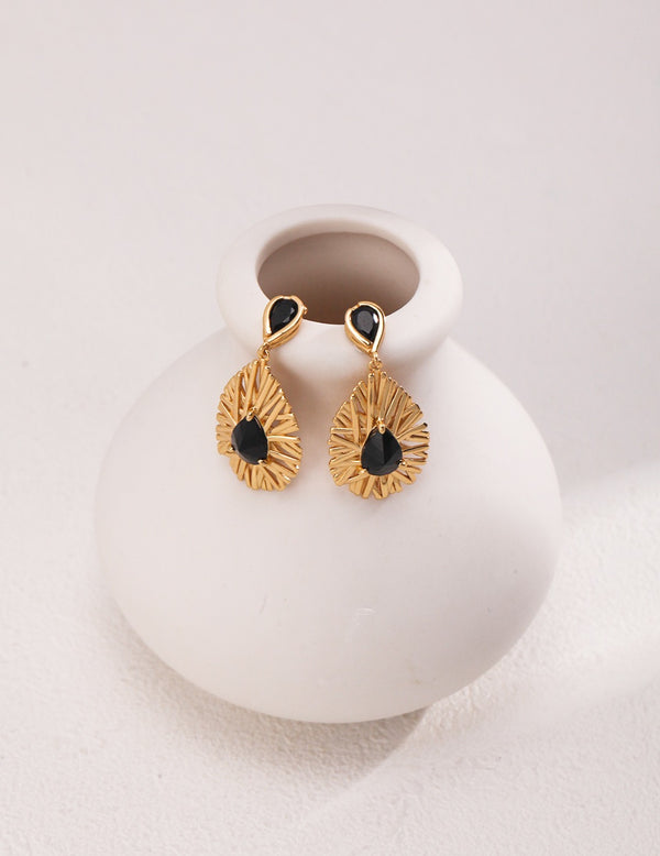 Vintage Black Onyx Drop Earrings
