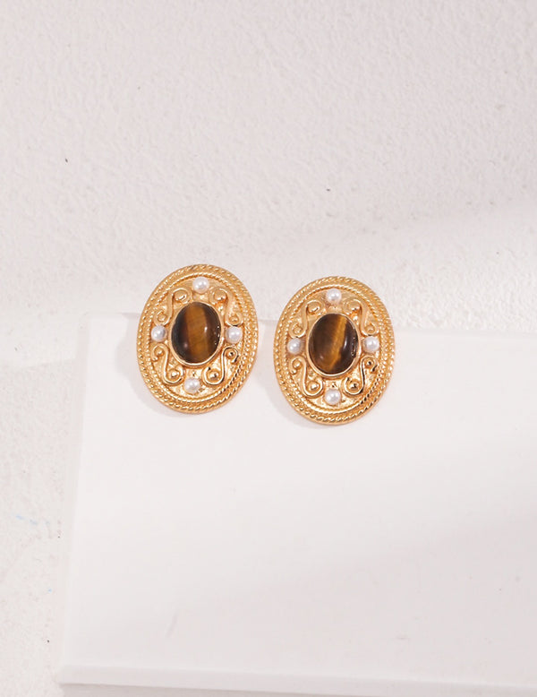 Vintage Tigers Eye Studs