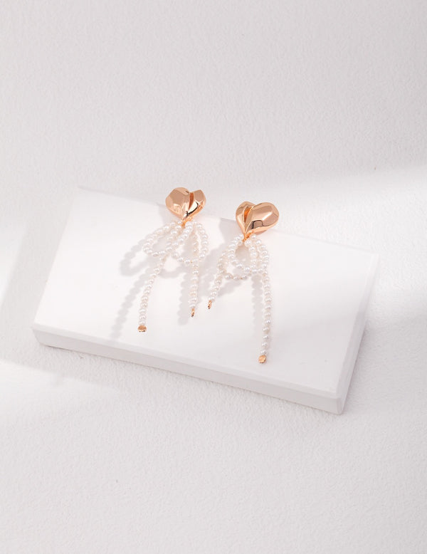 Heart Drop Earrings with Pearls