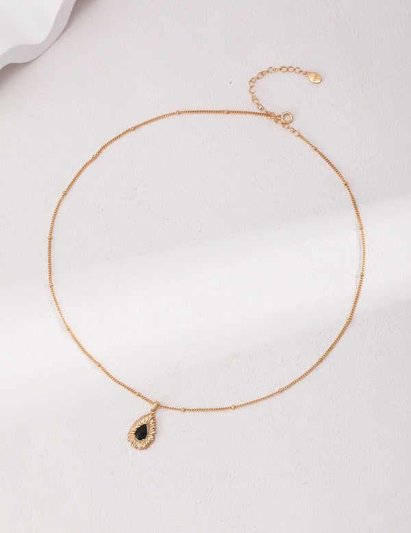 Vintage Black Onyx Pendant Necklace