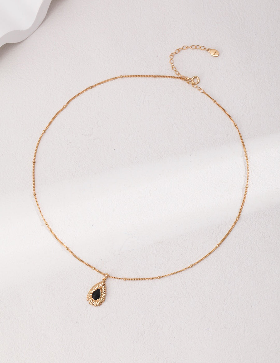 Vintage Black Onyx Pendant Necklace