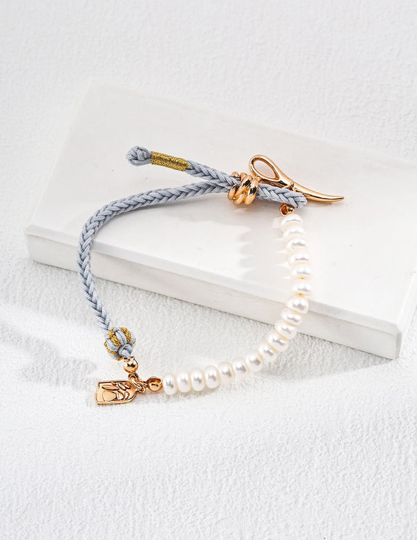 Pearl and Silk Strand Bracelet
