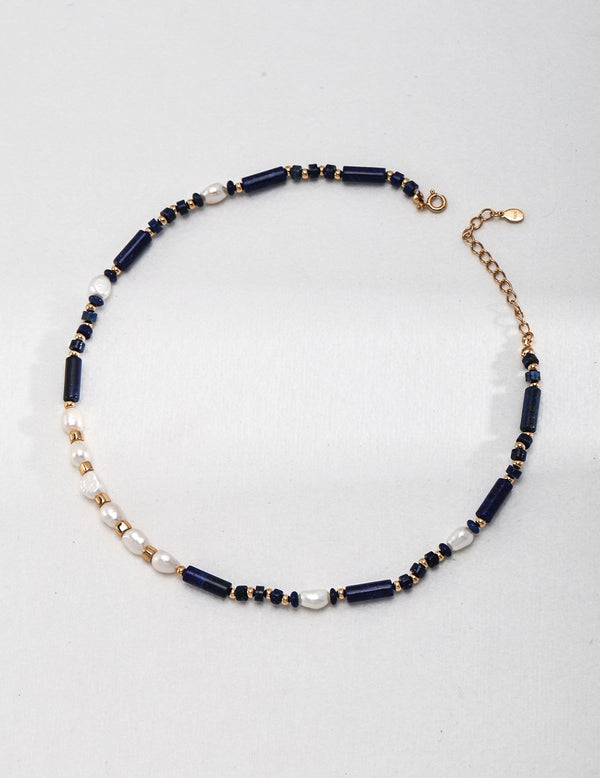 Blue Lapis Lazuli & Pearl Necklace